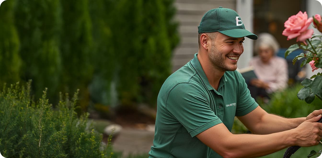 A woman in the kitchen using banister services